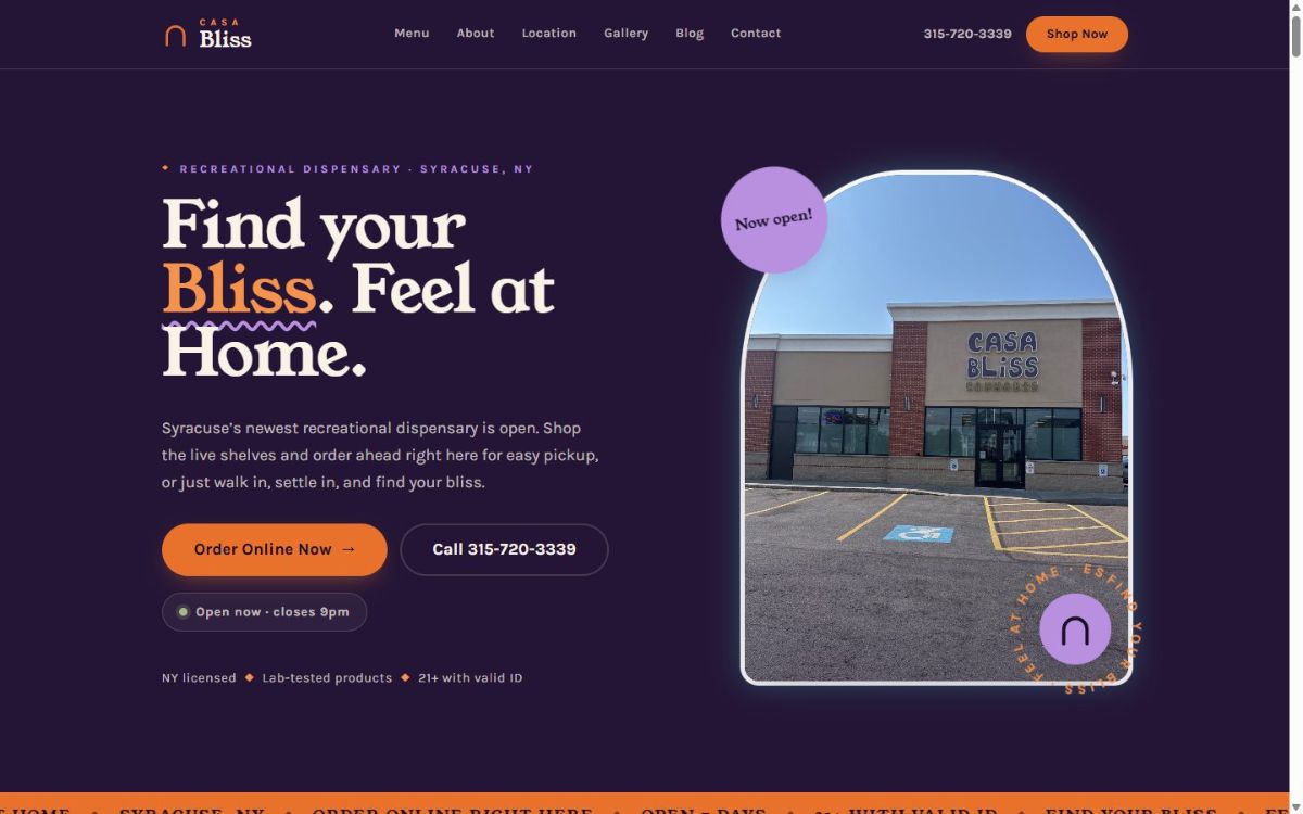 Casa Bliss Cannabis Dispensary website