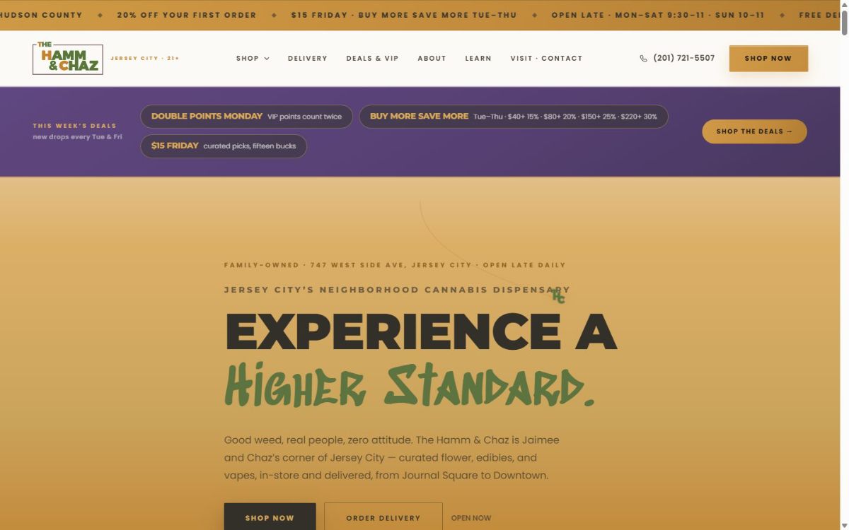 Hamm and Chaz dispensary website